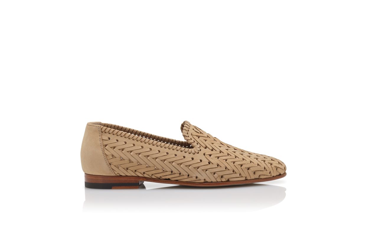 Light Brown Nubuck Woven Loafers
