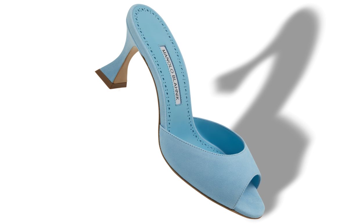 Light Blue Suede Open Toe Mules Light Blue Suede Open Toe Mules