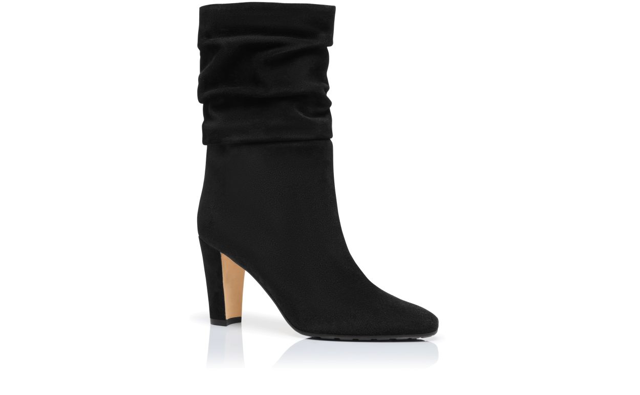 Black Suede Mid Calf Boots