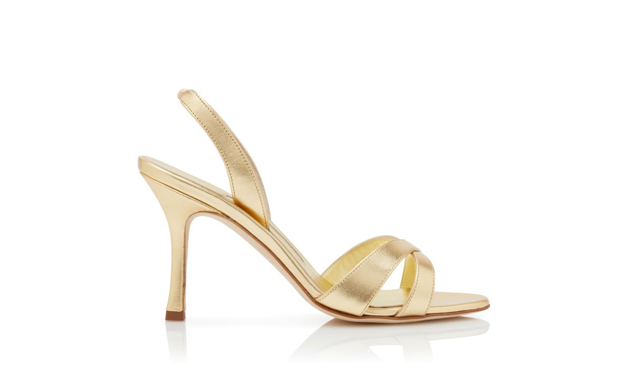 Gold Nappa Leather Slingback Sandals
