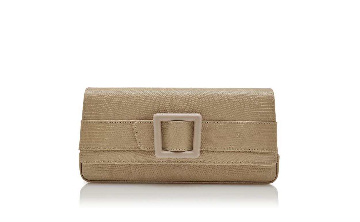 Light Beige Calf Leather Buckle Clutch Light Beige Calf Leather Buckle Clutch