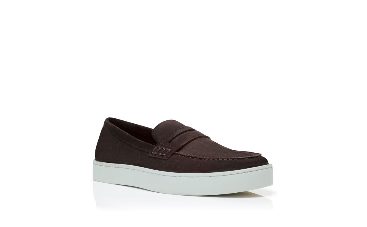 Dark Brown Suede Slip-On Loafers