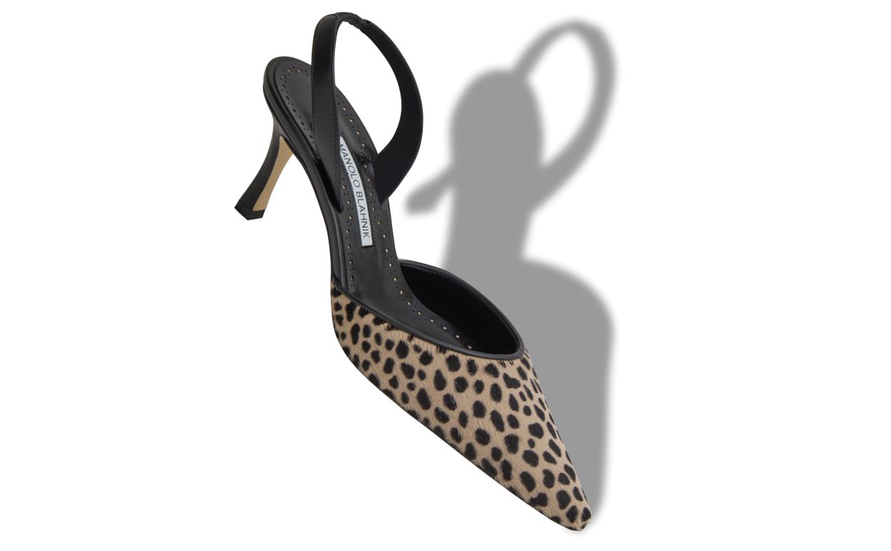 Animal Print Calf Hair Slingback Pumps