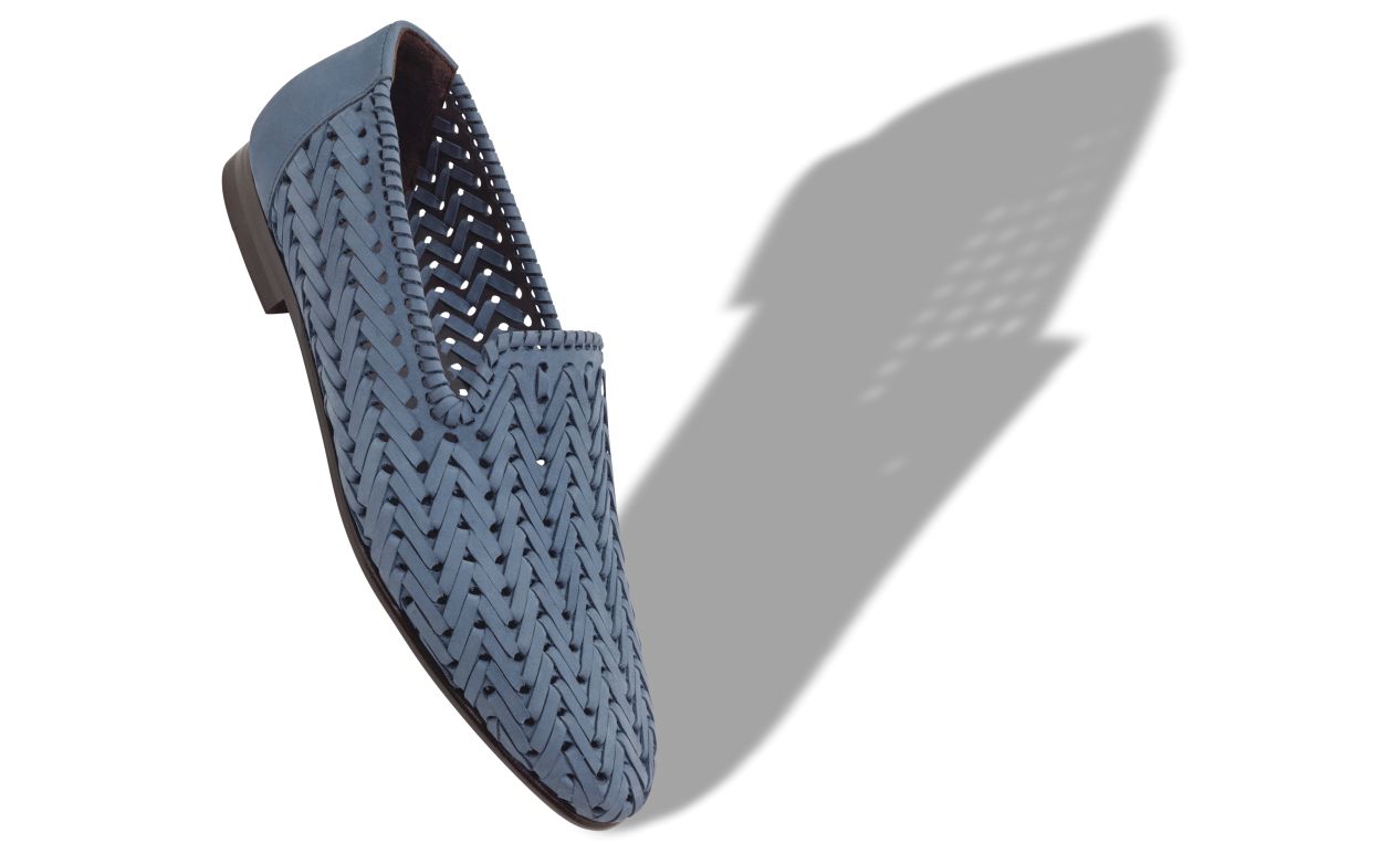 Light Blue Nubuck Woven Loafers