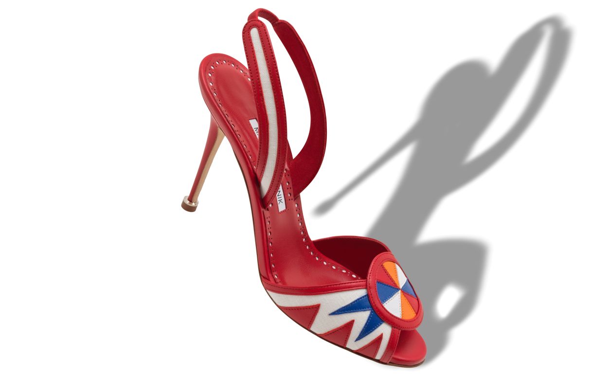 Red, White and Blue Nappa Leather Slingback Sandals