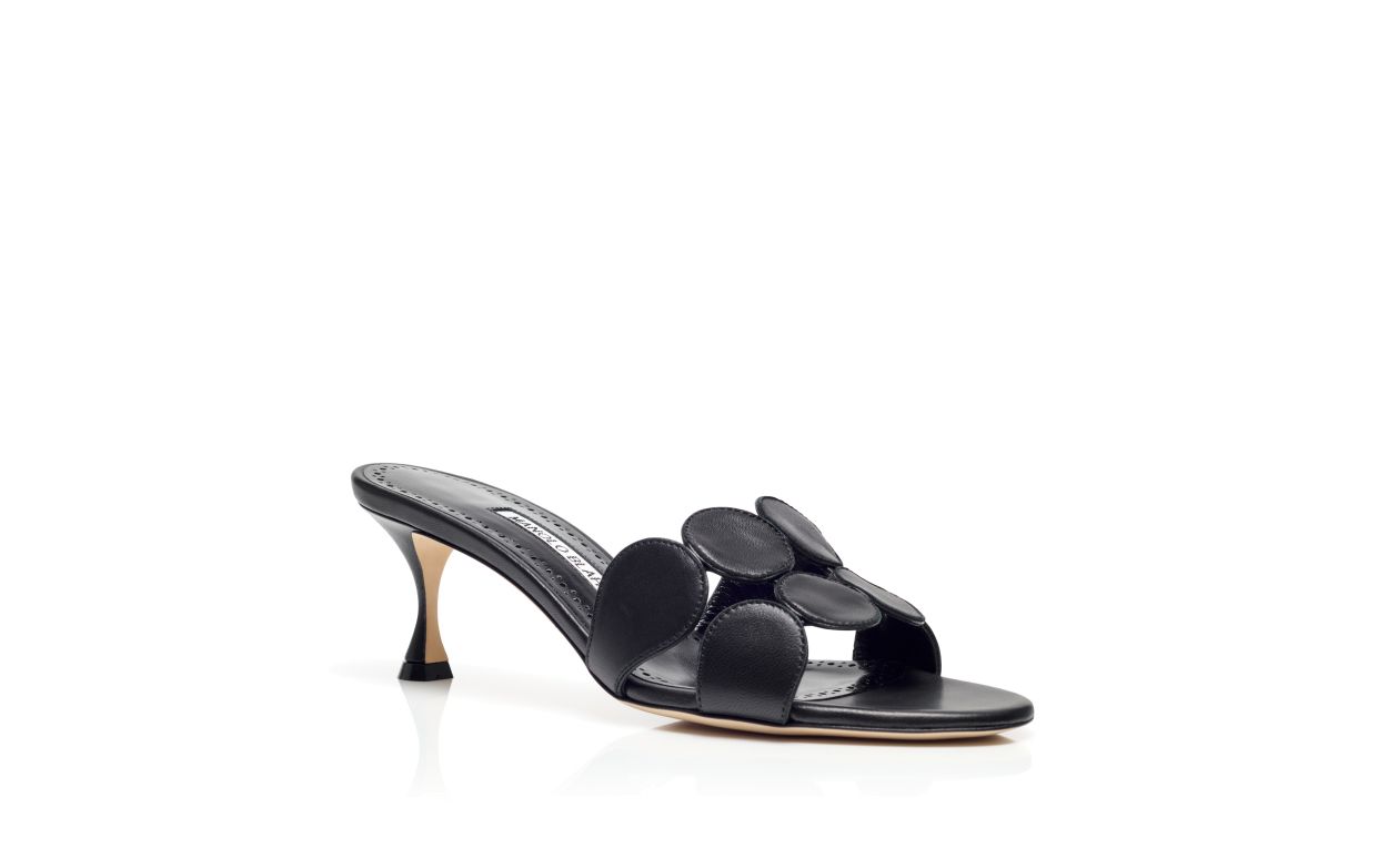 Black Nappa Leather Mules