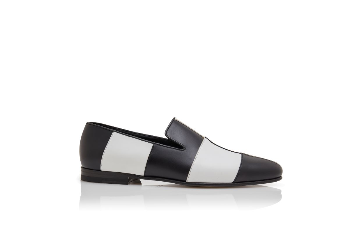 Black and White Calf Leather Loafers