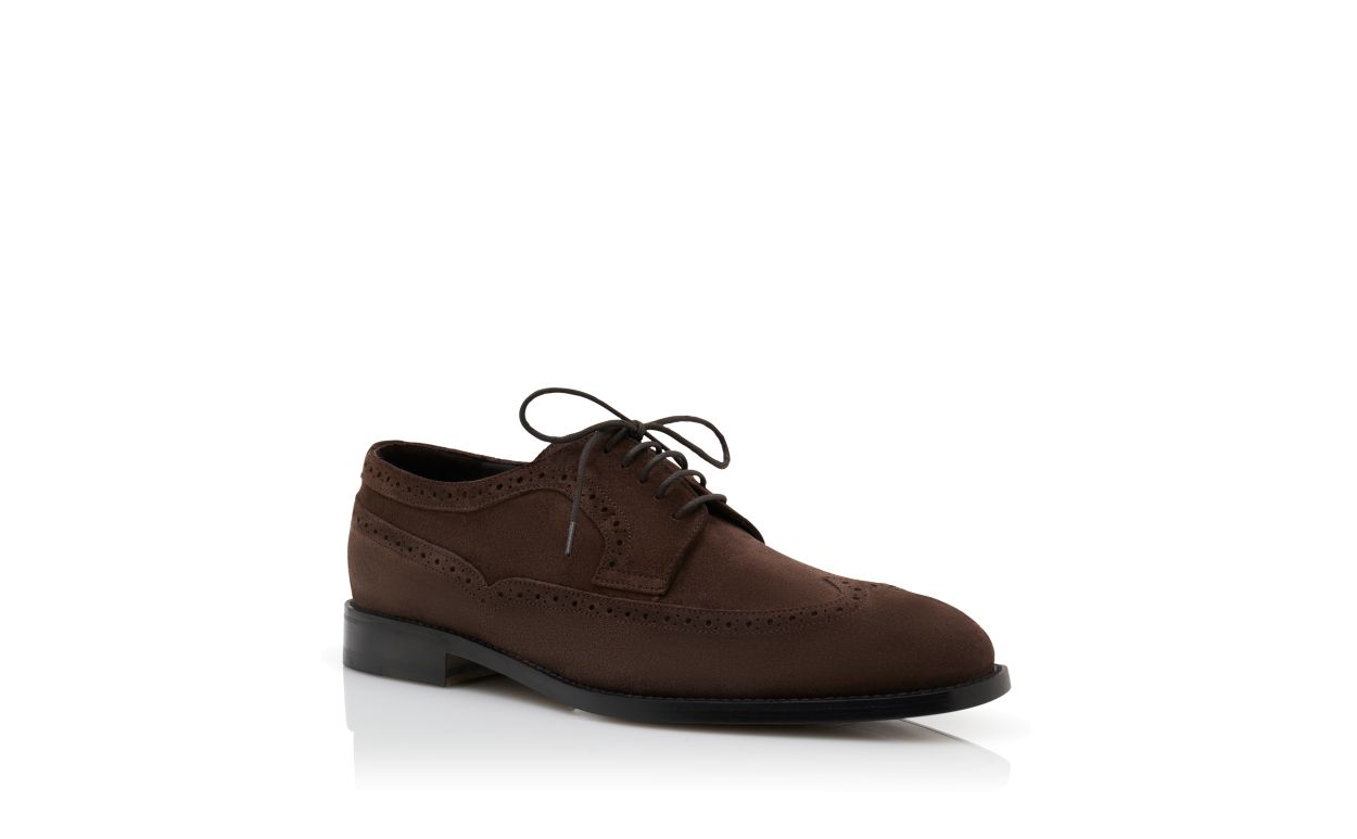 Dark Brown Suede Lace-Up Derbys
