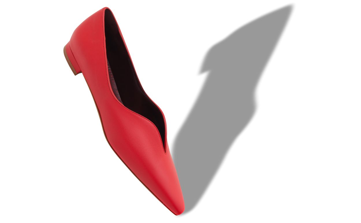 Red Nappa Leather Flat Pumps Red Nappa Leather Flat Pumps