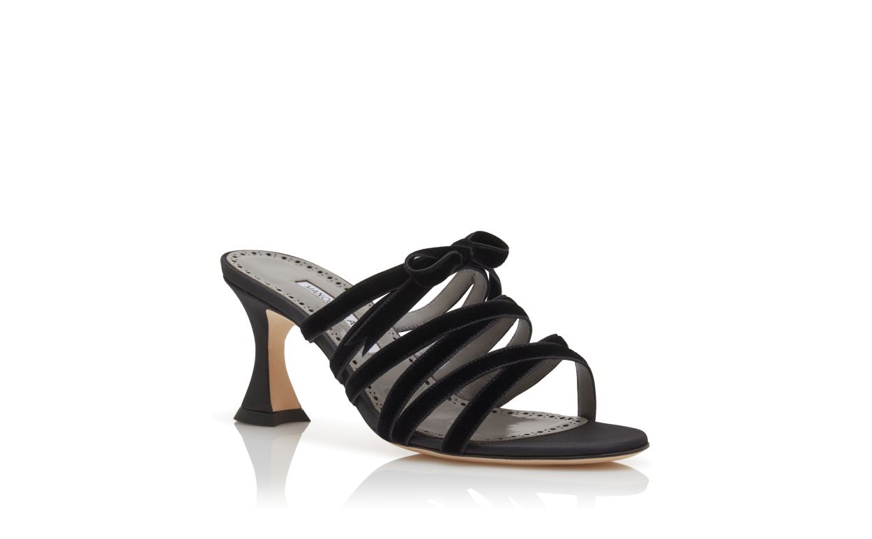 Black Silk Criss-Cross Mules