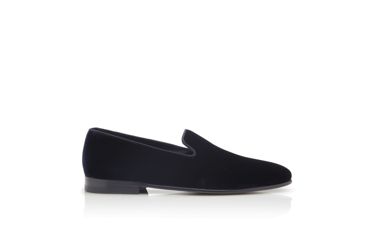 Navy Blue Velvet Loafers