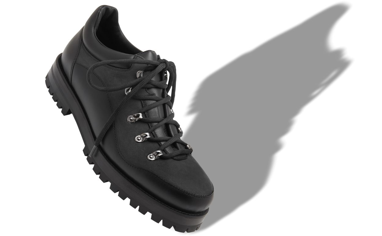 Black Calf Leather Lace-Up Boots