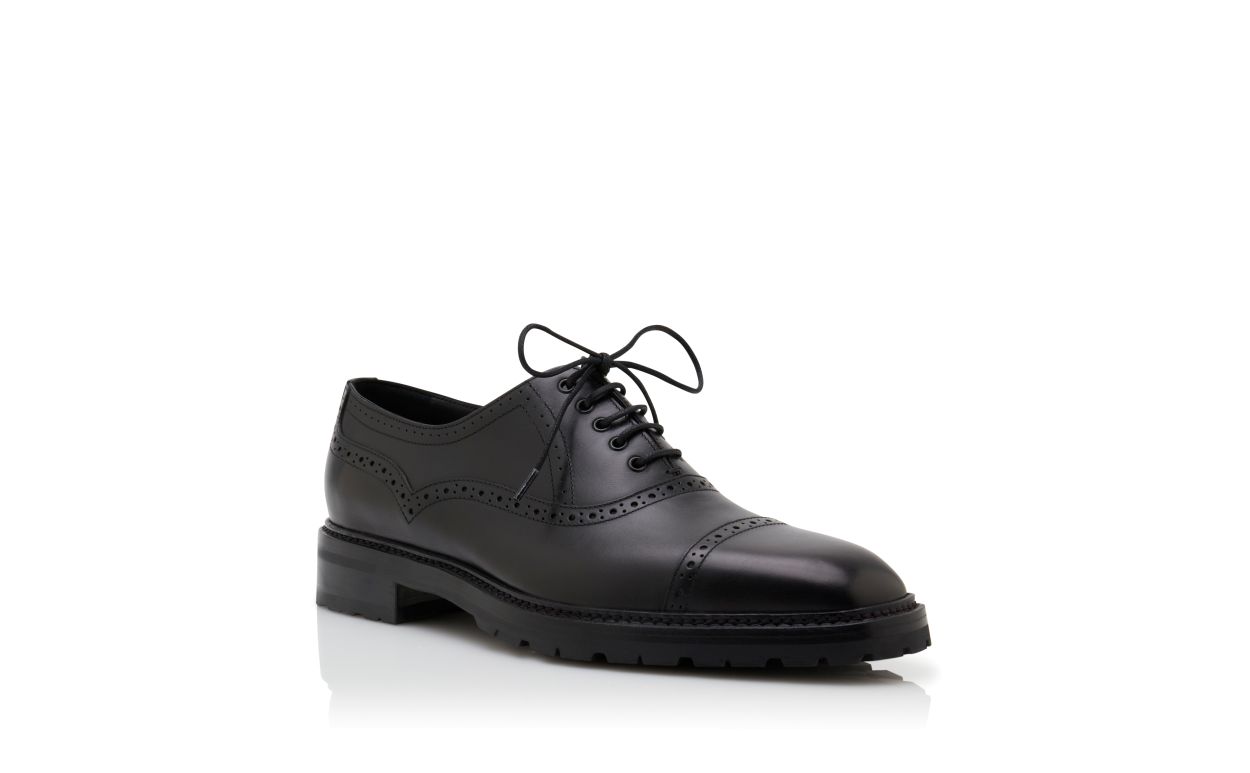 Black Calf Leather Lace-Up Shoes
