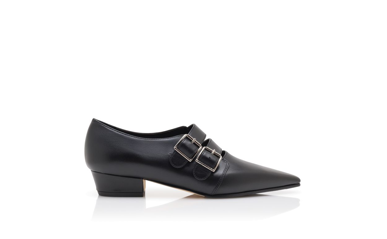 Black Calf Leather Shoe Booties