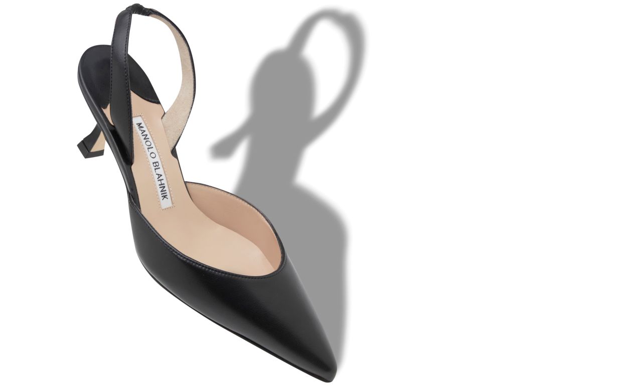 Black Nappa Leather Slingback Pumps