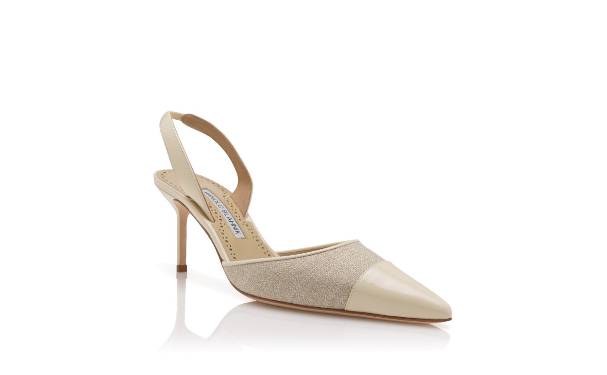 Light Beige Linen Slingback Pumps