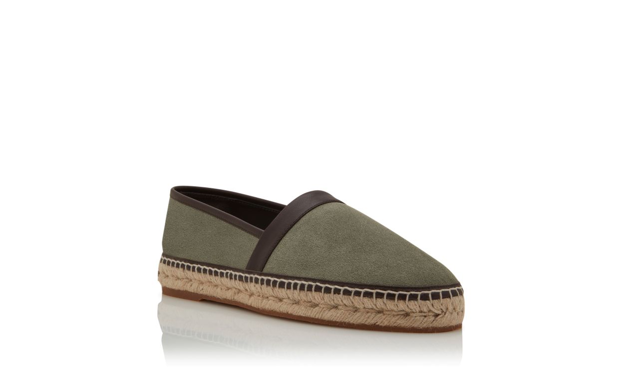 Dark Green Calf Suede Espadrilles