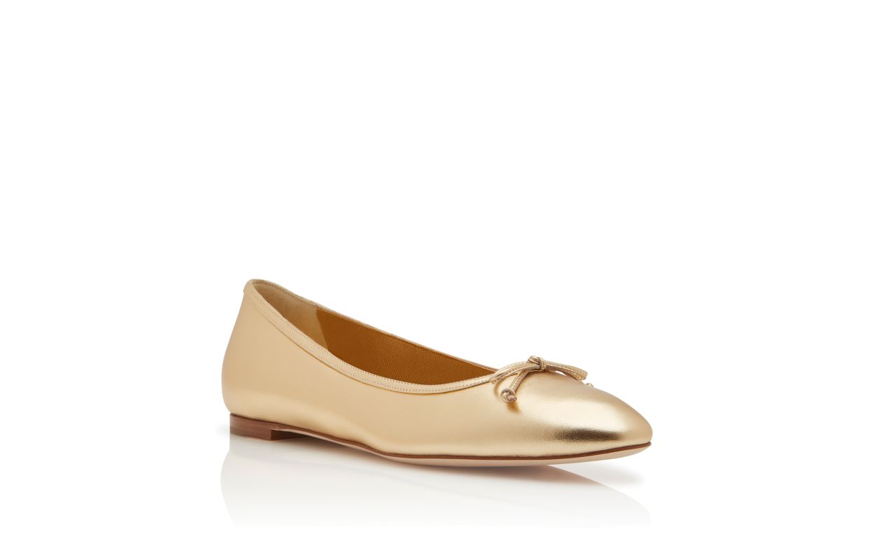 Gold Nappa Leather Ballerina Flats