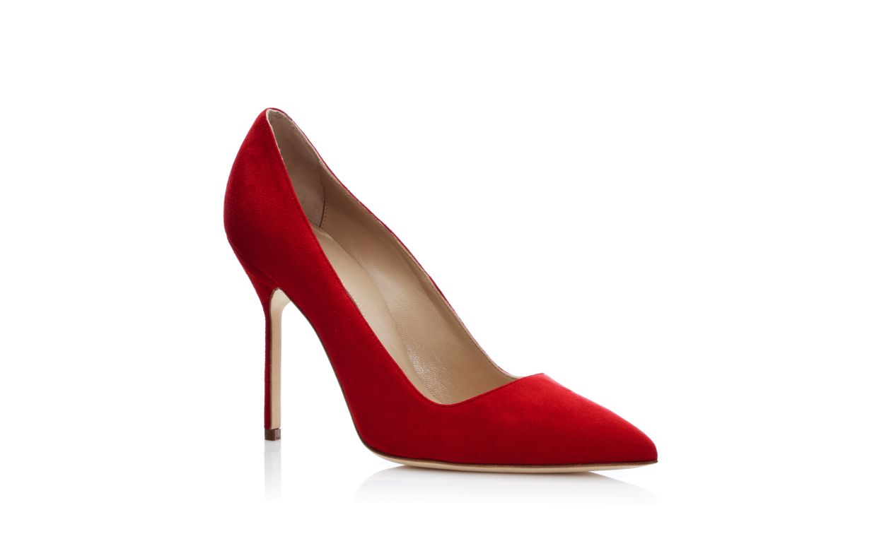Red Suede Pointed Toe Pumps