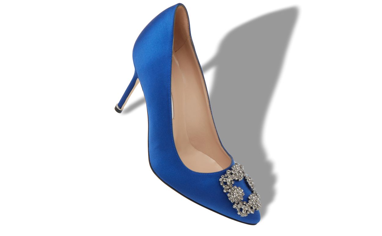 Blue Satin Jewel Buckle Pumps Blue Satin Jewel Buckle Pumps