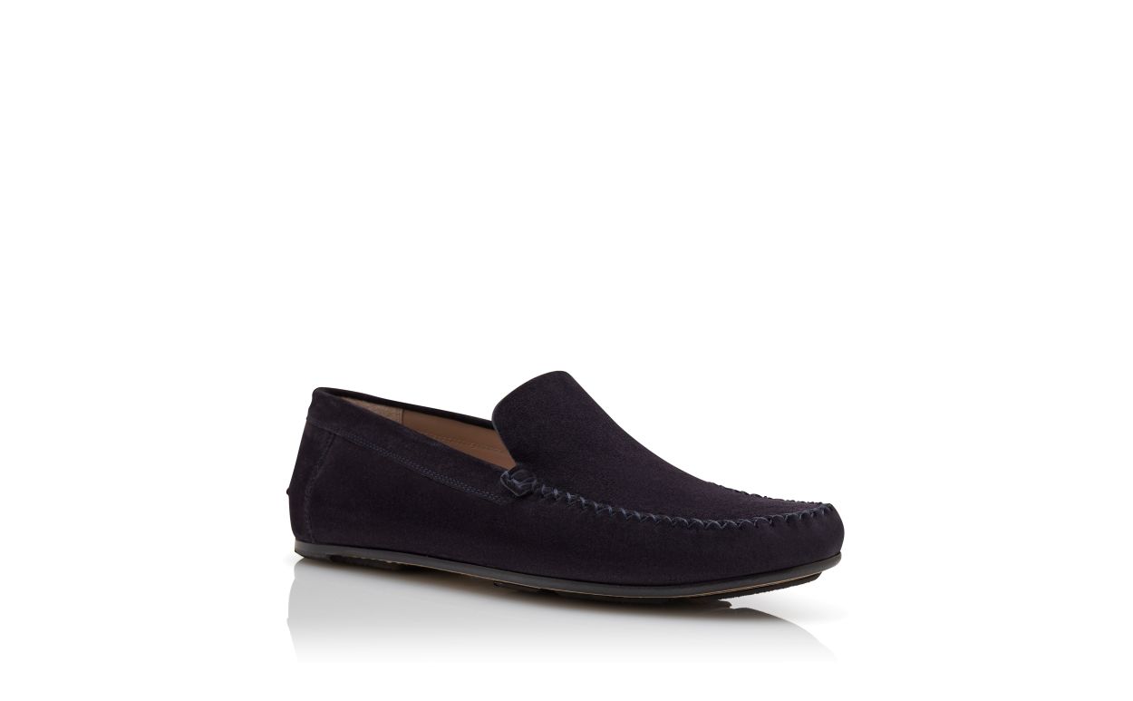 Navy Blue Suede Slippers