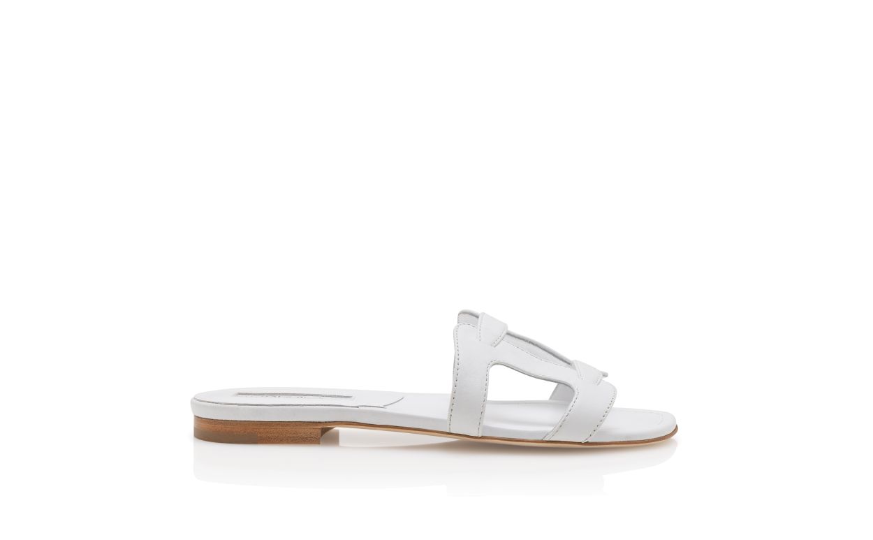 White Nappa Leather Flat Sandals