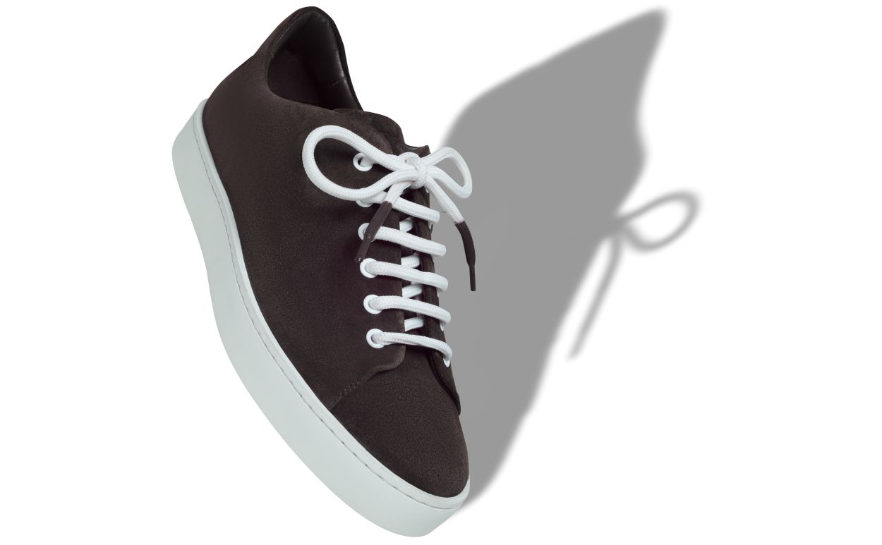 Dark Brown Suede Lace-Up Sneakers