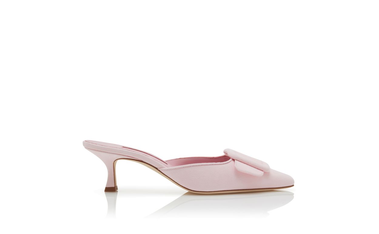Light Pink Suede Buckle Detail Mules