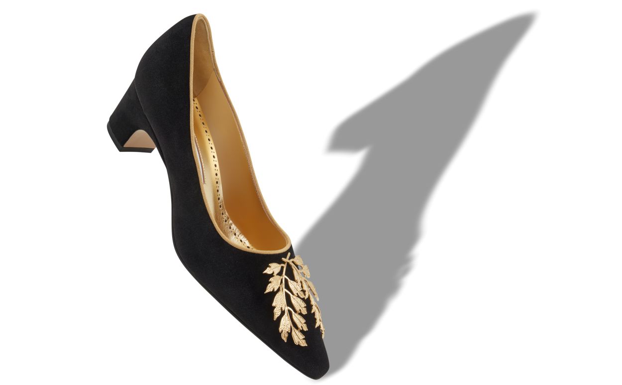 Black Velvet Embellished Pumps