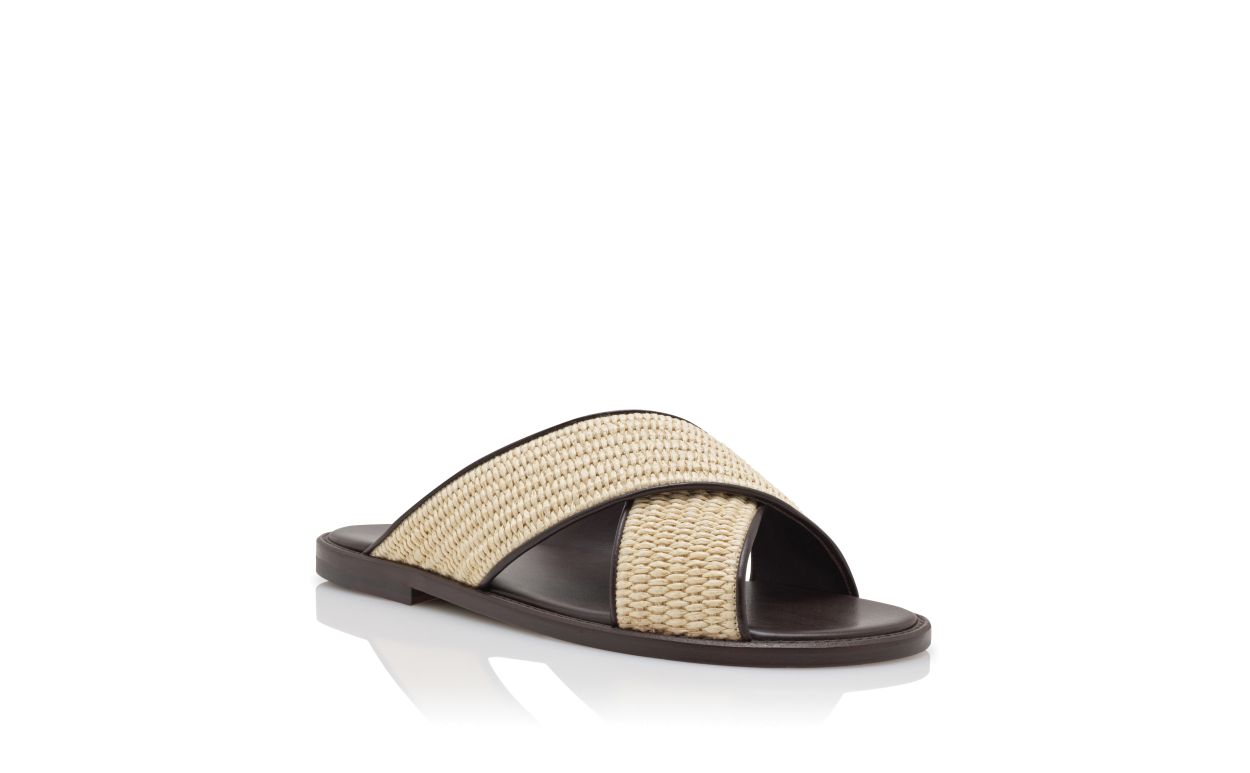 Light Beige Raffia Crossover Sandals