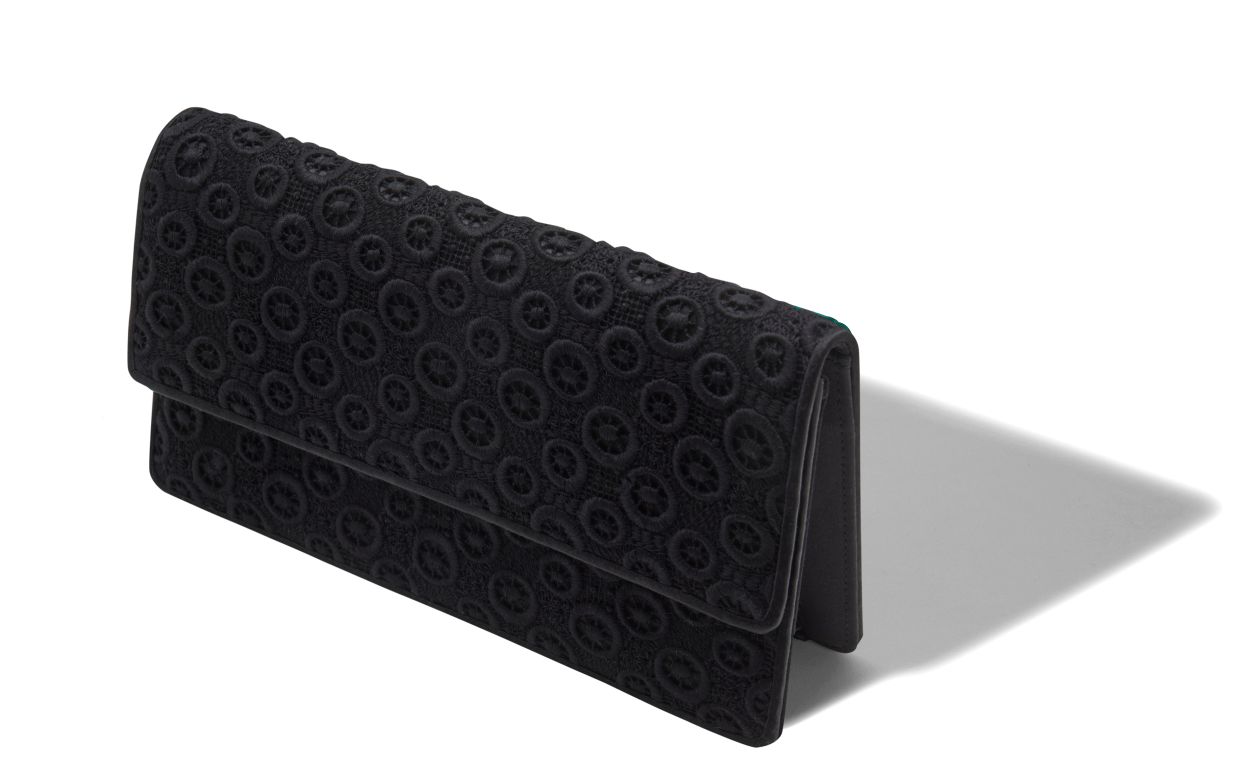 Black Lace Embroidered Clutch