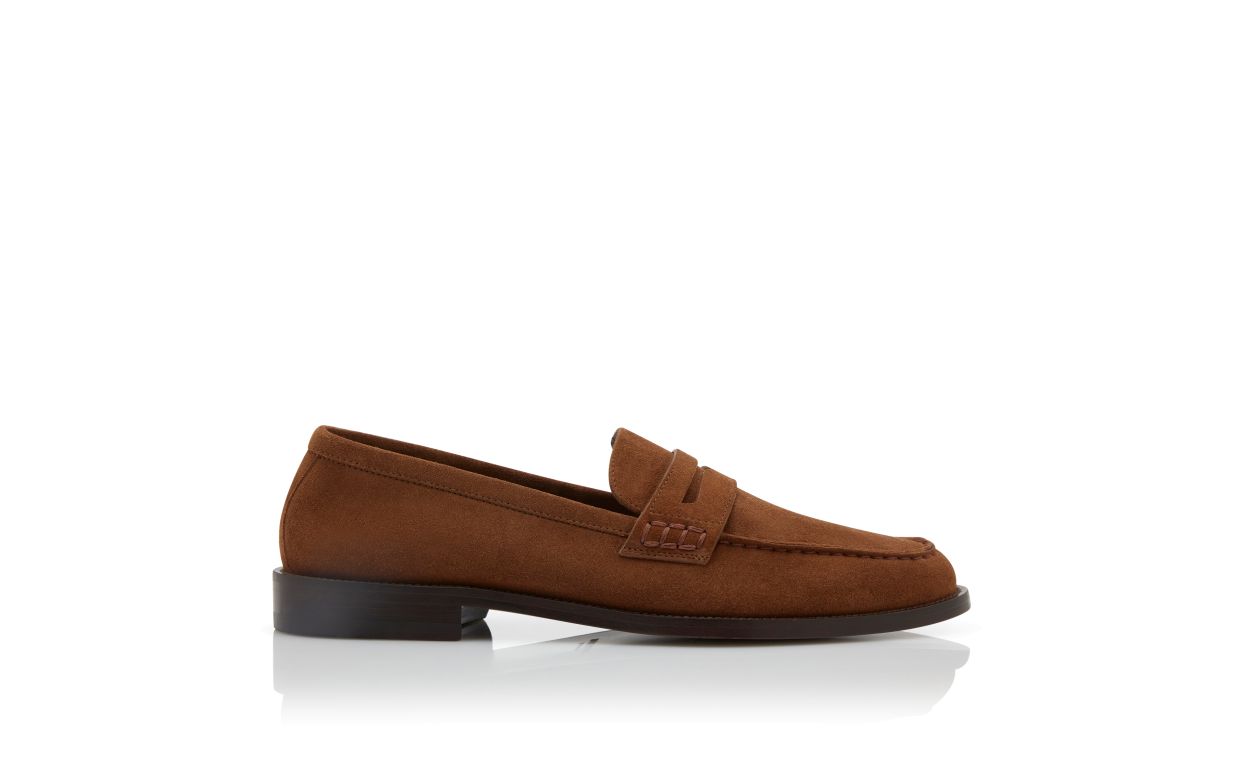 Dark Brown Suede Penny Loafers