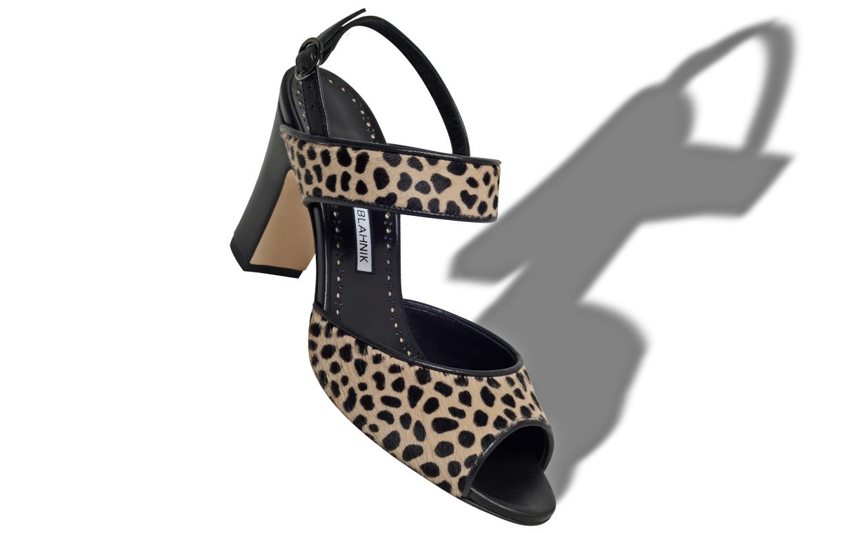 Animal Print Calf Hair Slingback Sandals
