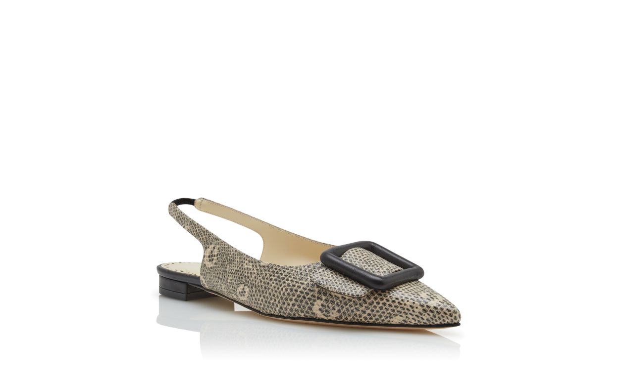Lizard Print Calf Leather Slingback Pumps