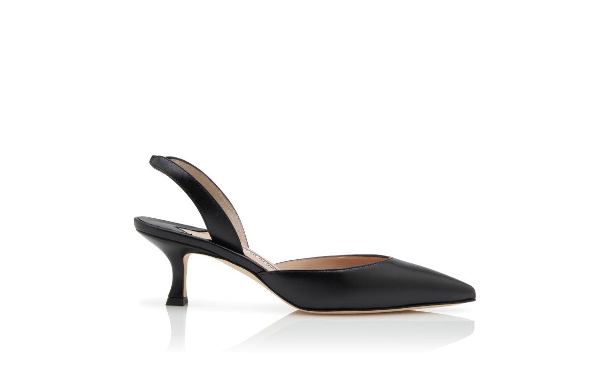 Black Nappa Leather Slingback Pumps