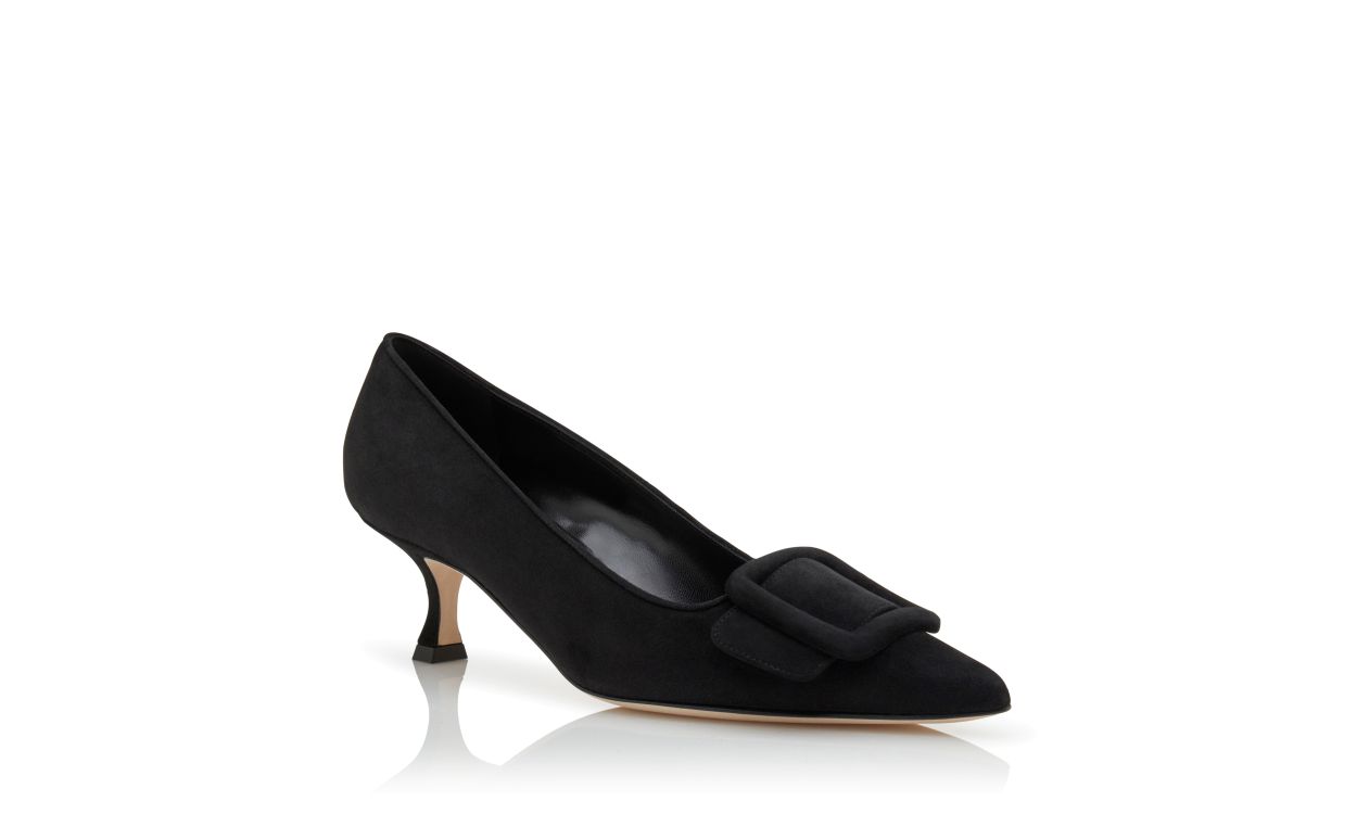 Black Suede Buckle Detail Pumps