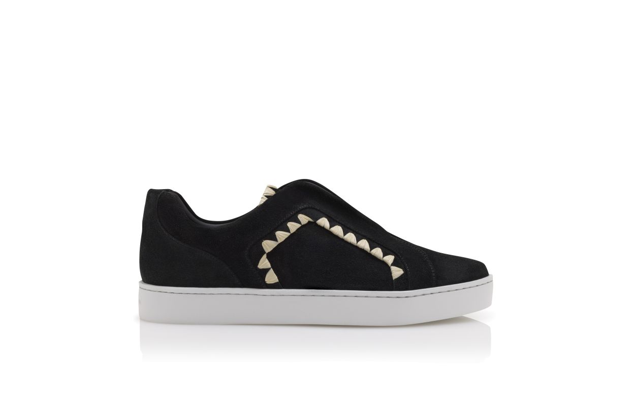 Black Suede Blanket Stitch Sneakers