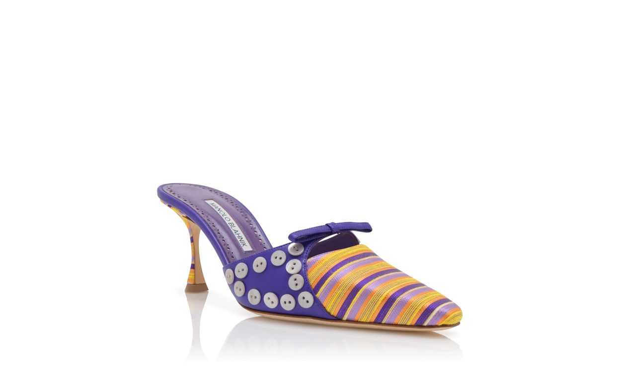 Purple and Orange Cotton Striped Mules
