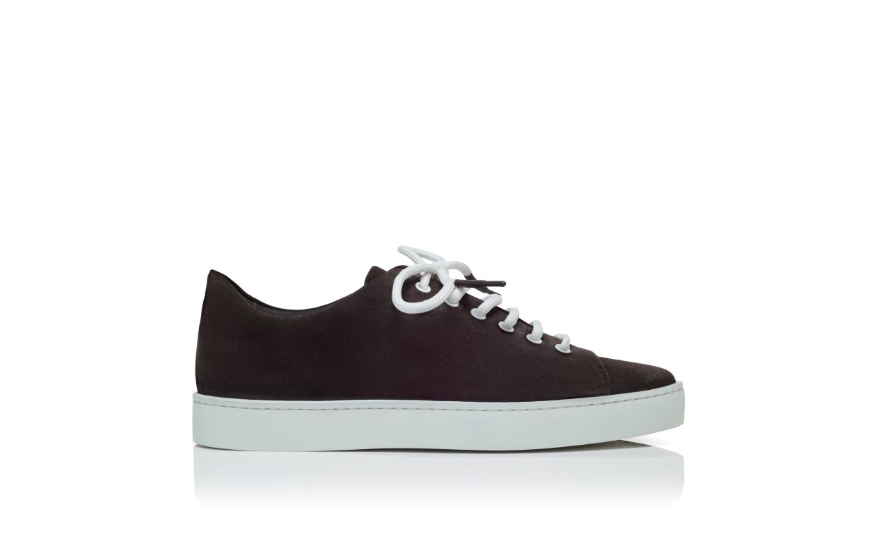Dark Brown Suede Lace-Up Sneakers