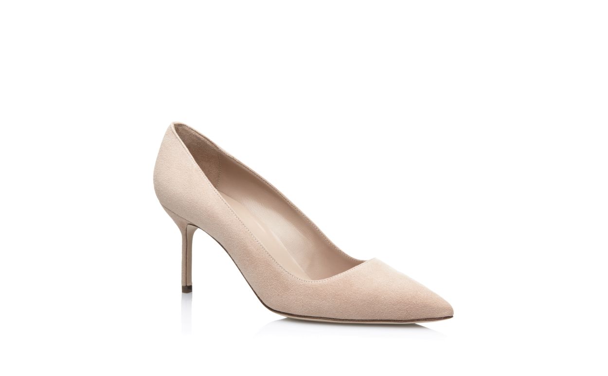 Nude Suede Pointed Toe Pumps