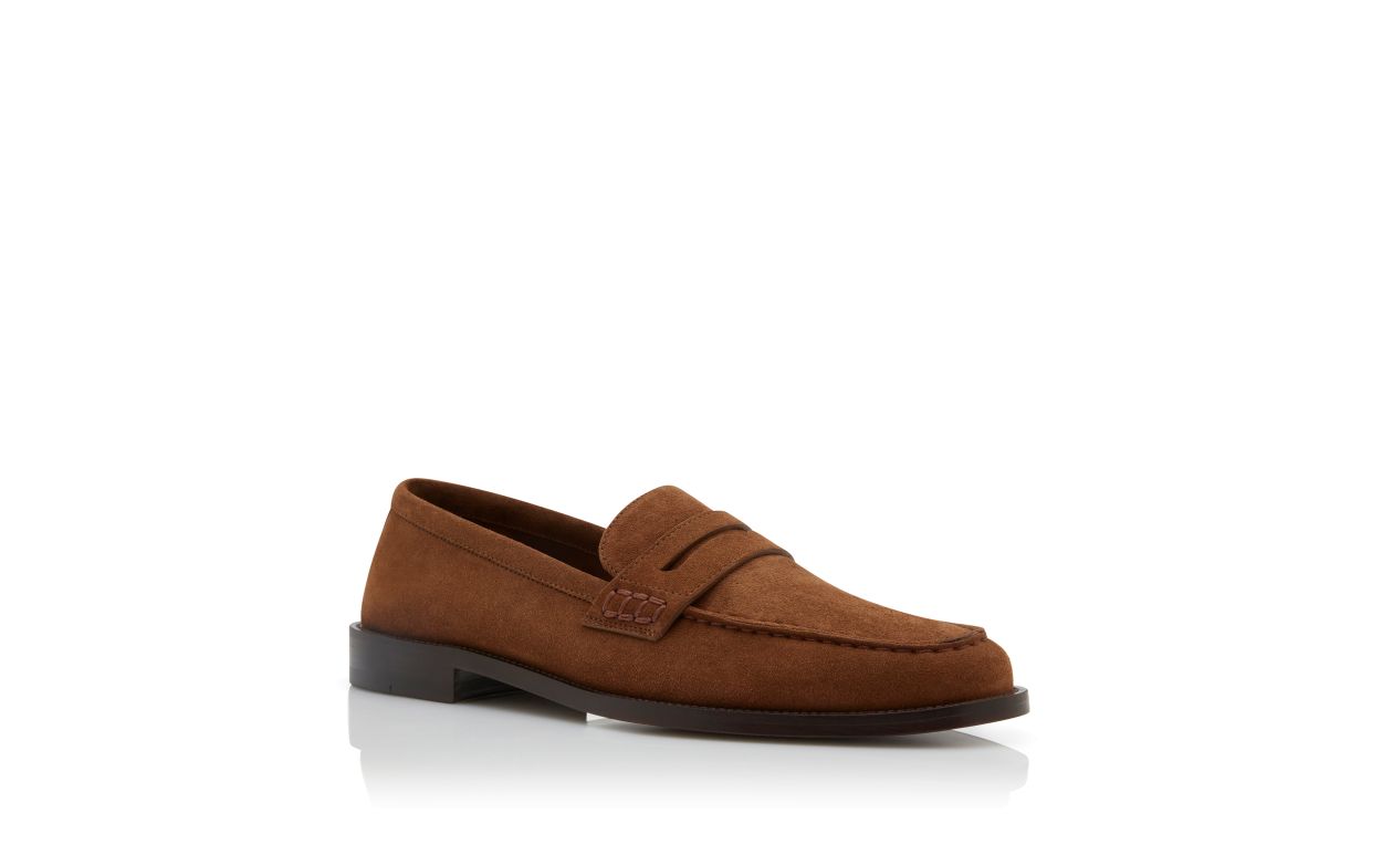 Dark Brown Suede Penny Loafers