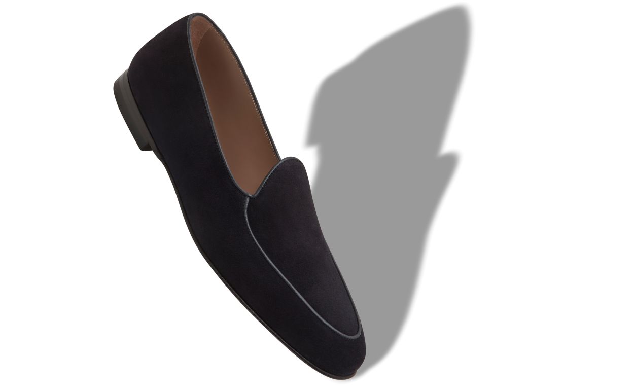 Navy Blue Suede Loafers