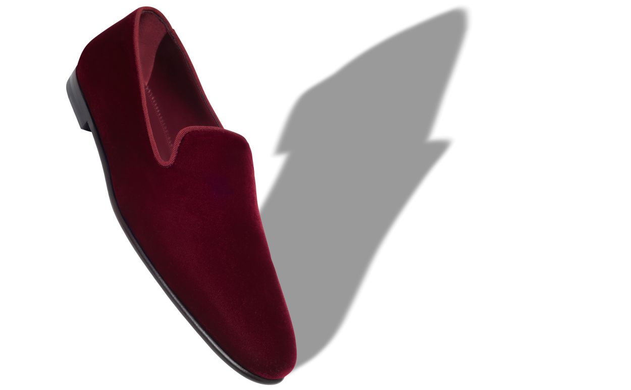 Dark Red Velvet Loafers