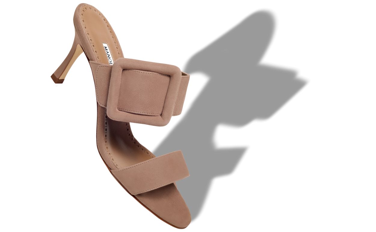 Dark Beige Suede Open Toe Mules Dark Beige Suede Open Toe Mules