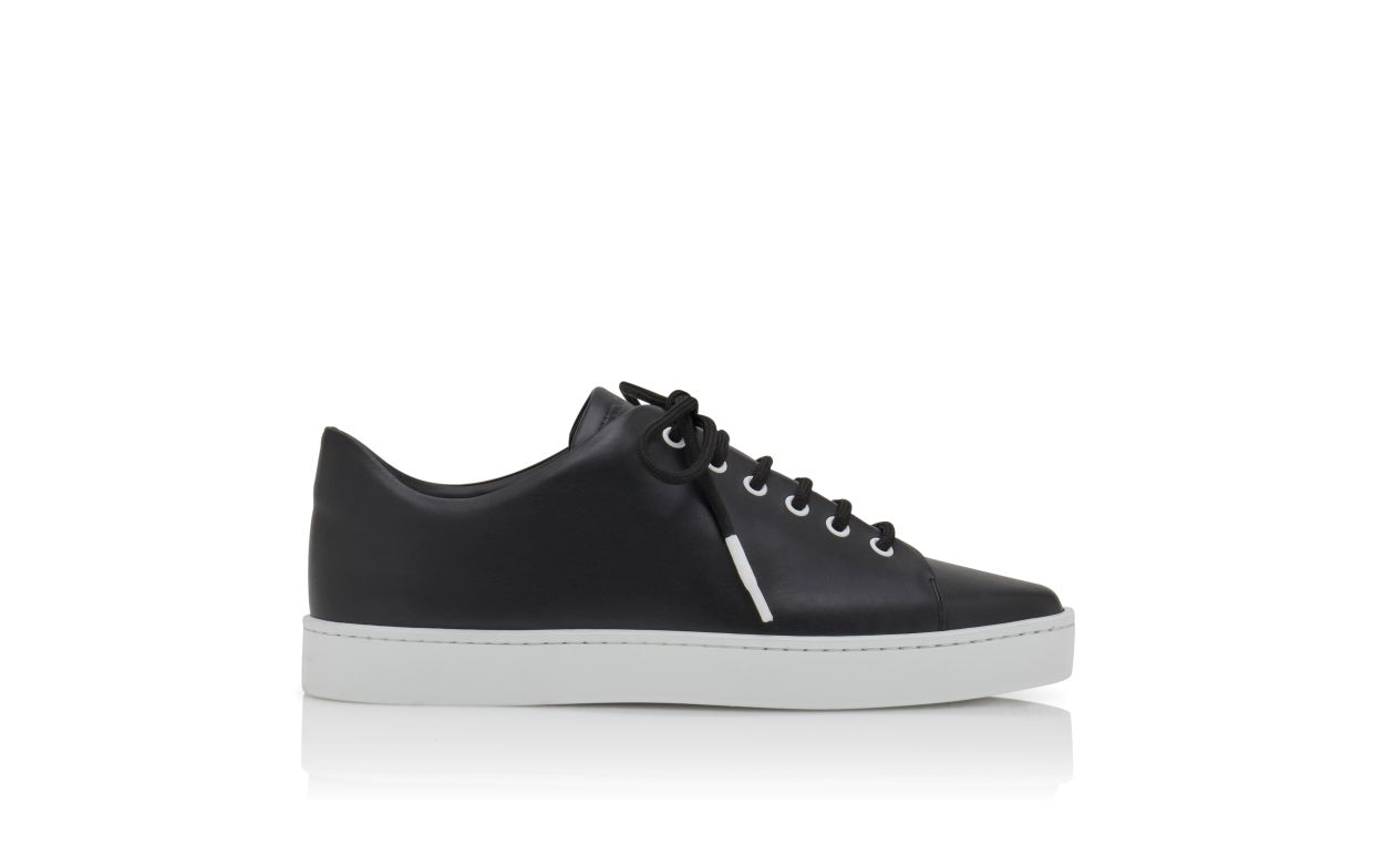 Black Calf Leather Low Cut Sneakers