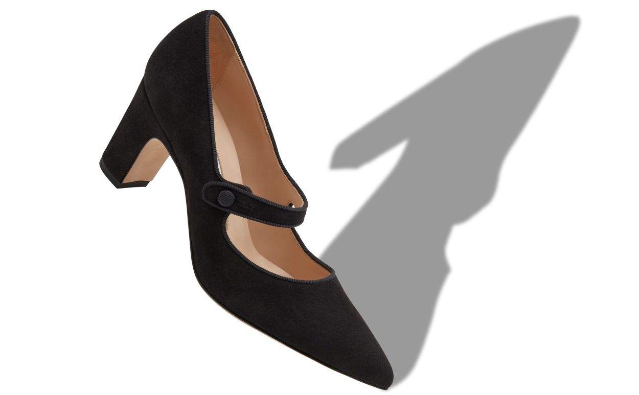 Black Suede Mary Jane Pumps