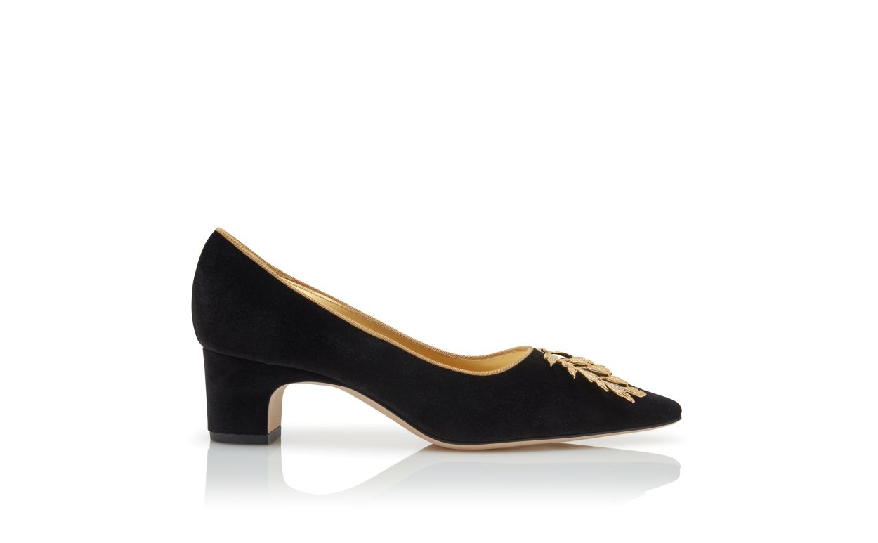 Black Velvet Embellished Pumps