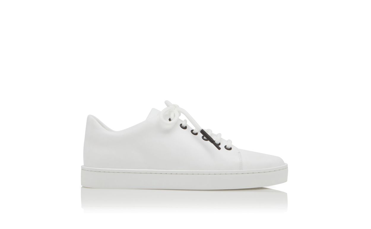 White Calf Leather Low Cut Sneakers