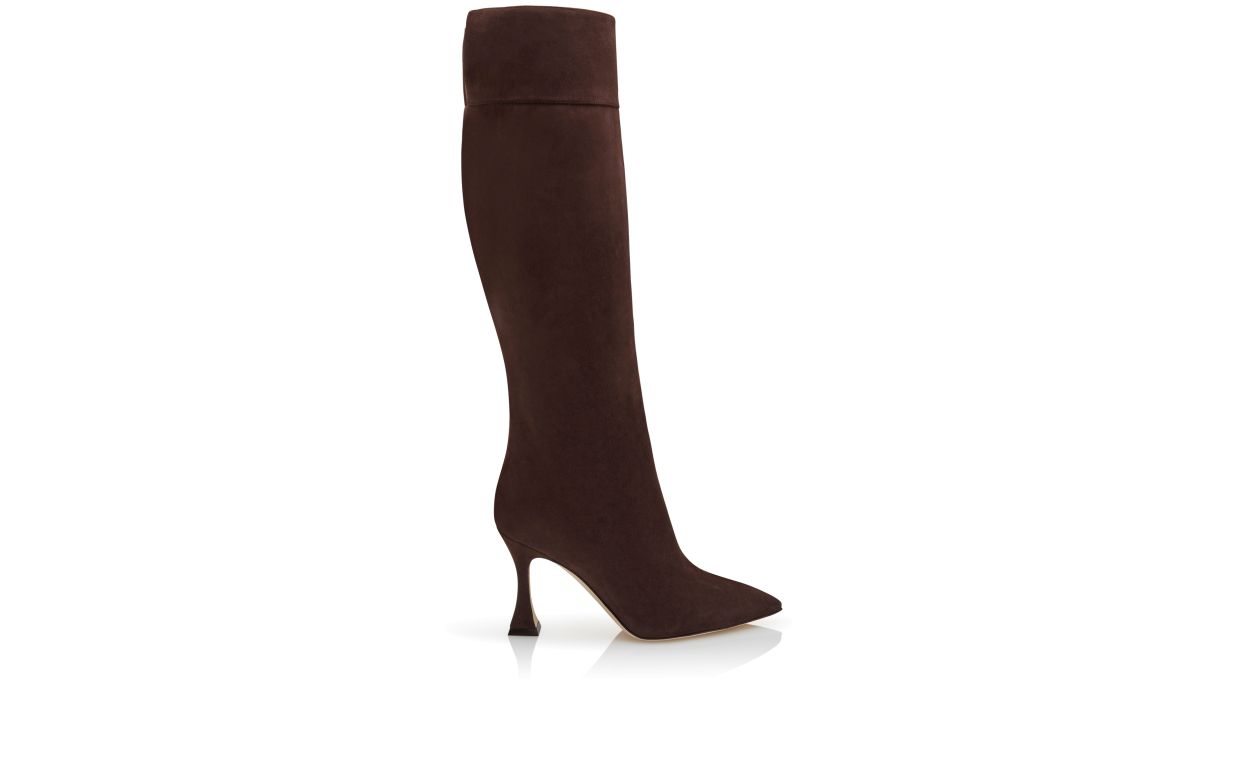 Dark Brown Suede Knee High Boots
