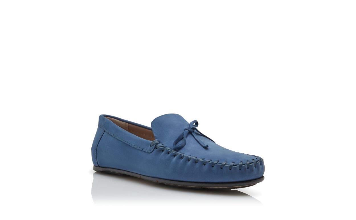 Blue Nubuck Leather Driving Shoes